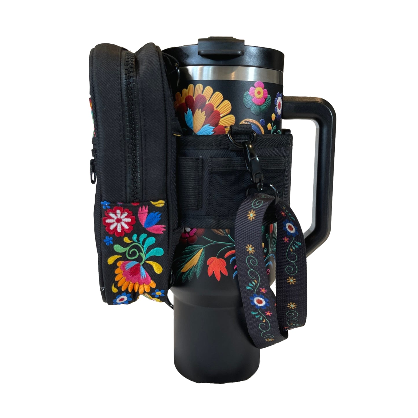 Bordado Crossbody Bag With Tumbler Belt