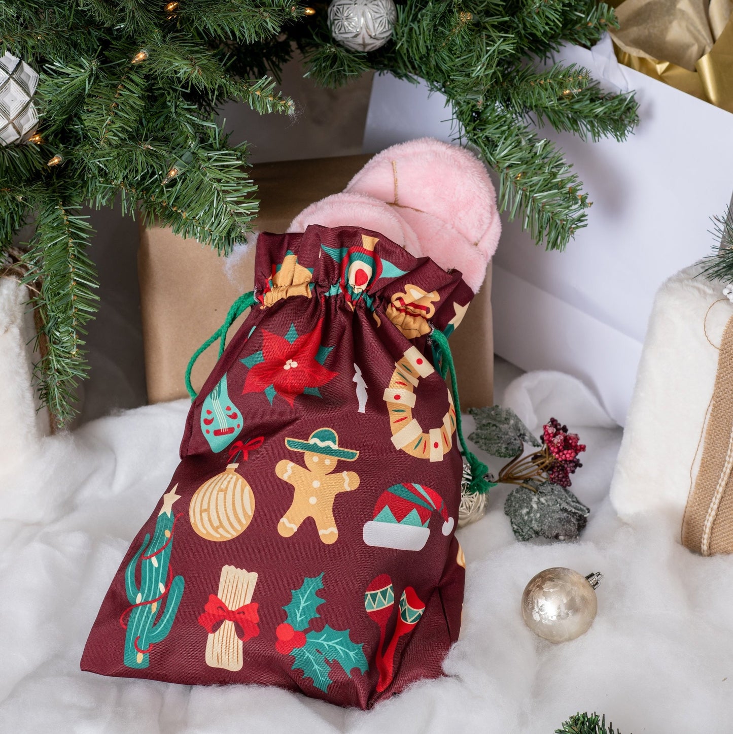 MEXmas Icons Reusable Canvas Drawstring Gift Bag