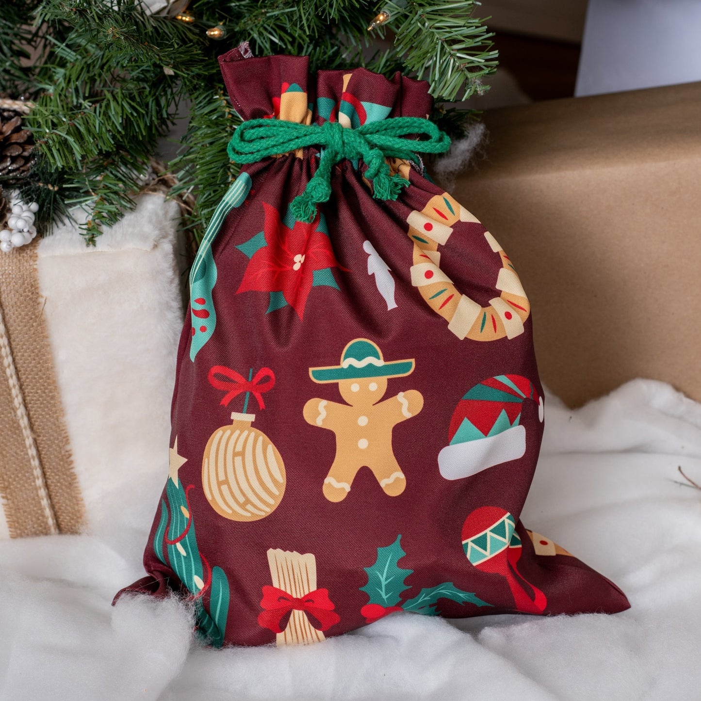 MEXmas Icons Reusable Canvas Drawstring Gift Bag