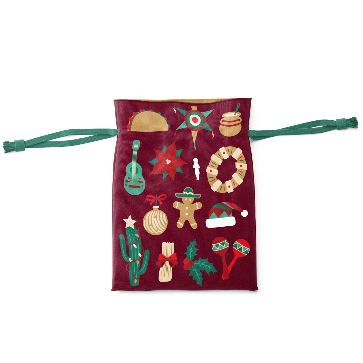 MEXmas Icons Reusable Canvas Drawstring Gift Bag