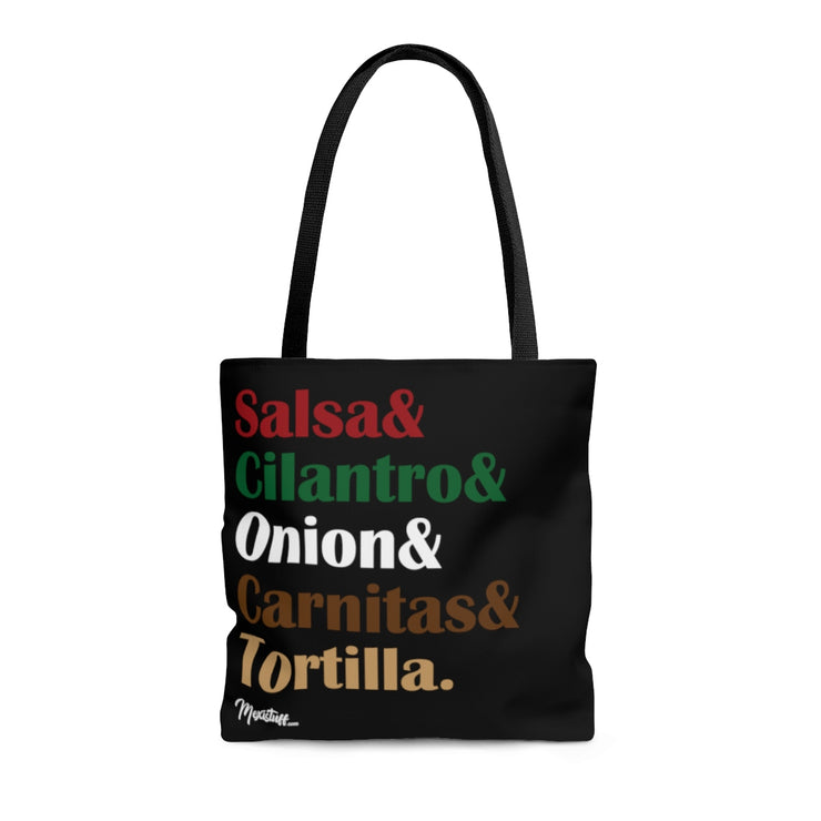 Salsa & Cilantro & Onion & Carnitas & Tortilla Tote Bag