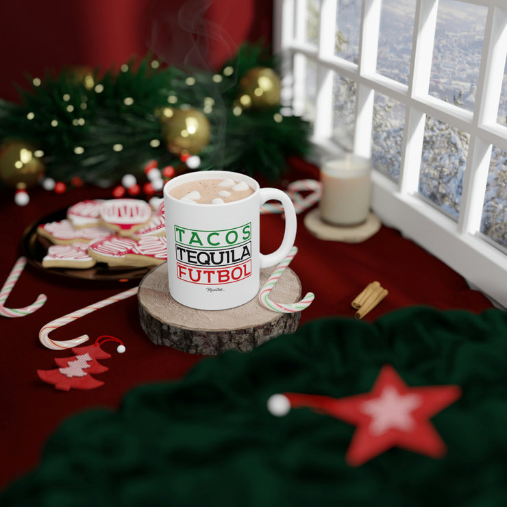 Tacos, Tequila y Futbol Mug