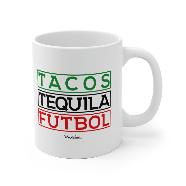 Tacos, Tequila y Futbol Mug