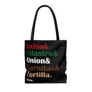 Salsa & Cilantro & Onion & Carnitas & Tortilla Tote Bag