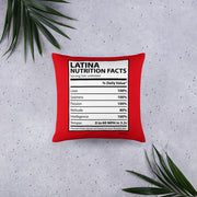 Latina Nutrition Facts Pillow