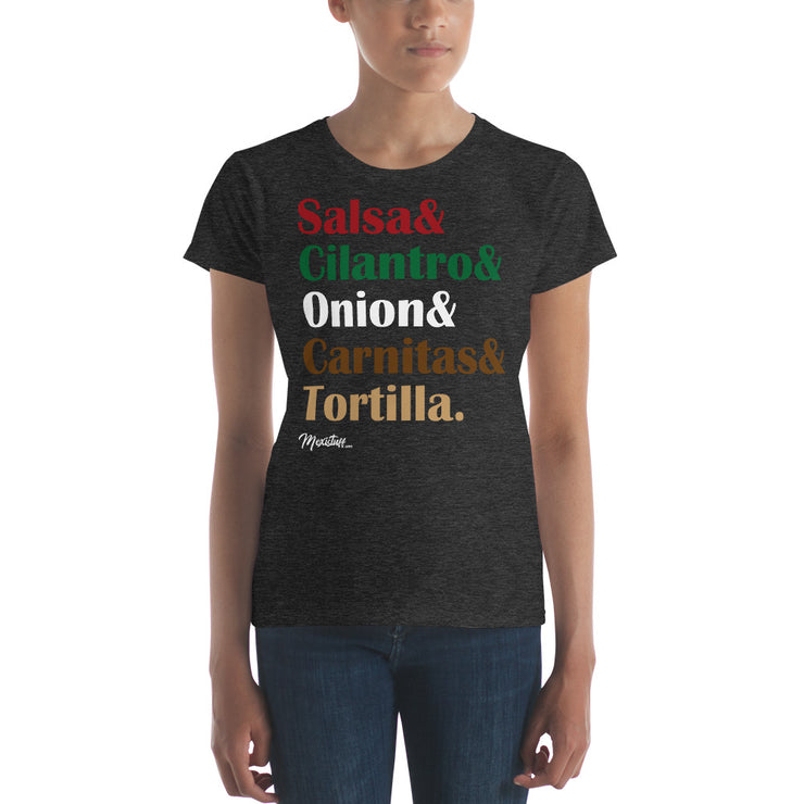 Salsa & Cilantro & Onion & Carnitas & Tortilla Women's Premium Tee
